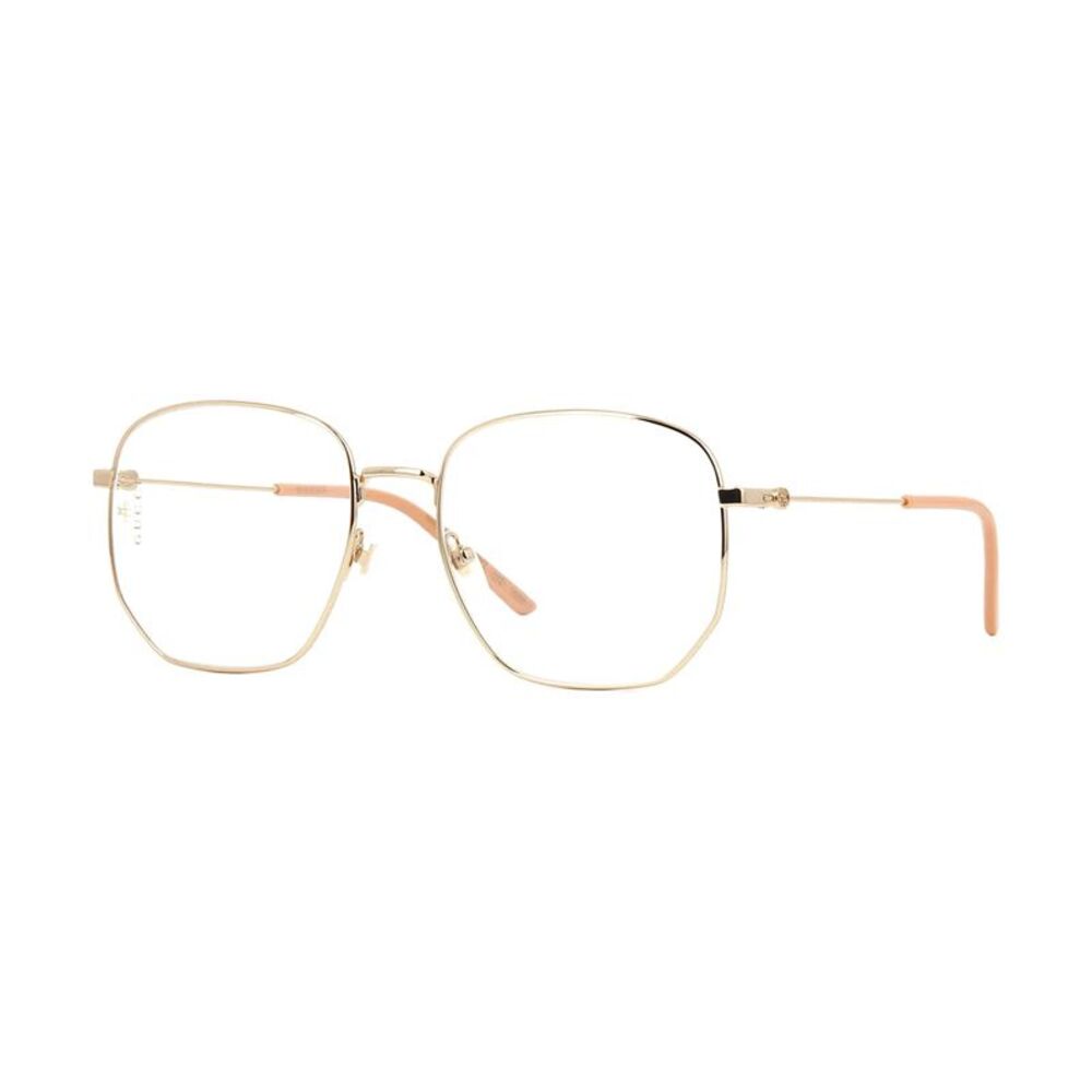 Gucci Sunglasses Round Full Rim, Gold Frame and Transparent Lens GG0396S001